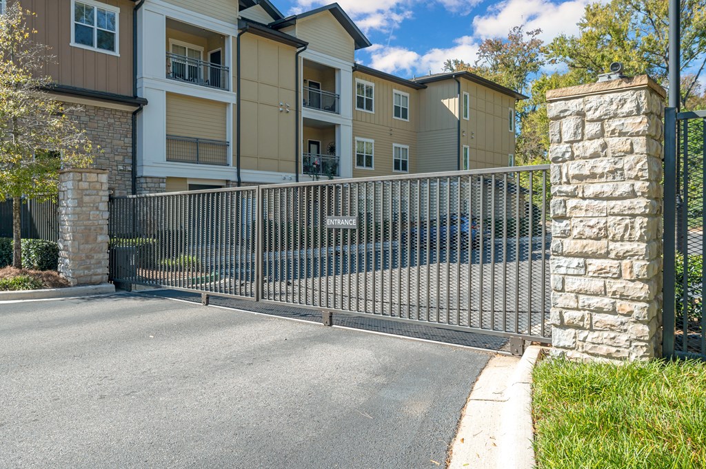 A gated entrance to a residential building.